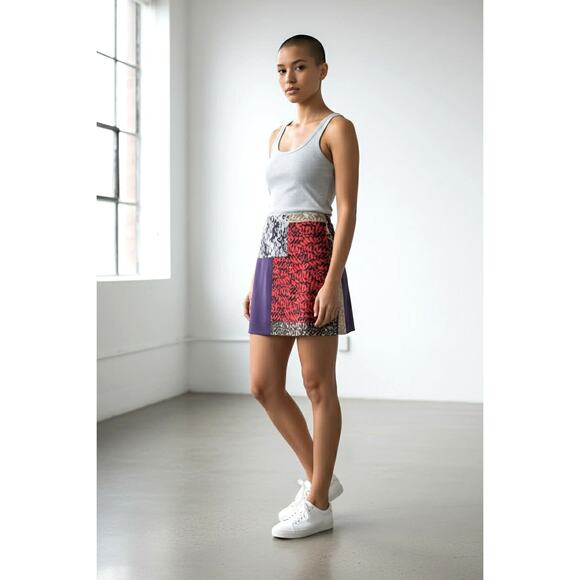 Elie Tahari Patchwork Colorful Animal Print Mini Skirt Size 4 Stretch Lined MINT - Picture 3 of 6